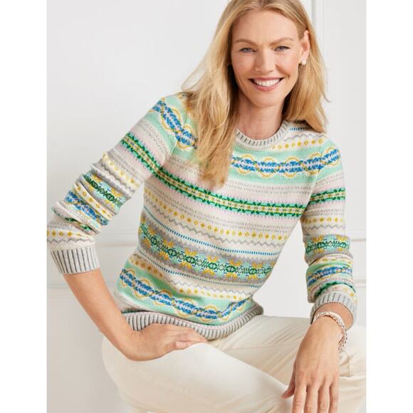 Talbots Plus Fair Isle Multi Striped Crewneck Sweater Women’s Size 2X NWT - Picture 1 of 7
